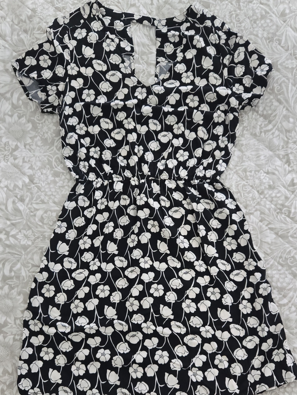 GAP Black Mini Dress with White Floral Print